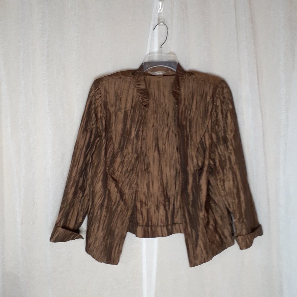 TanJay Women’s Bronze colored Crinkle Jacket size 12 vintage, croquette girl